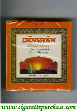 Darshan Classic Bidis Clove Flavored cigarettes wide flat hard box